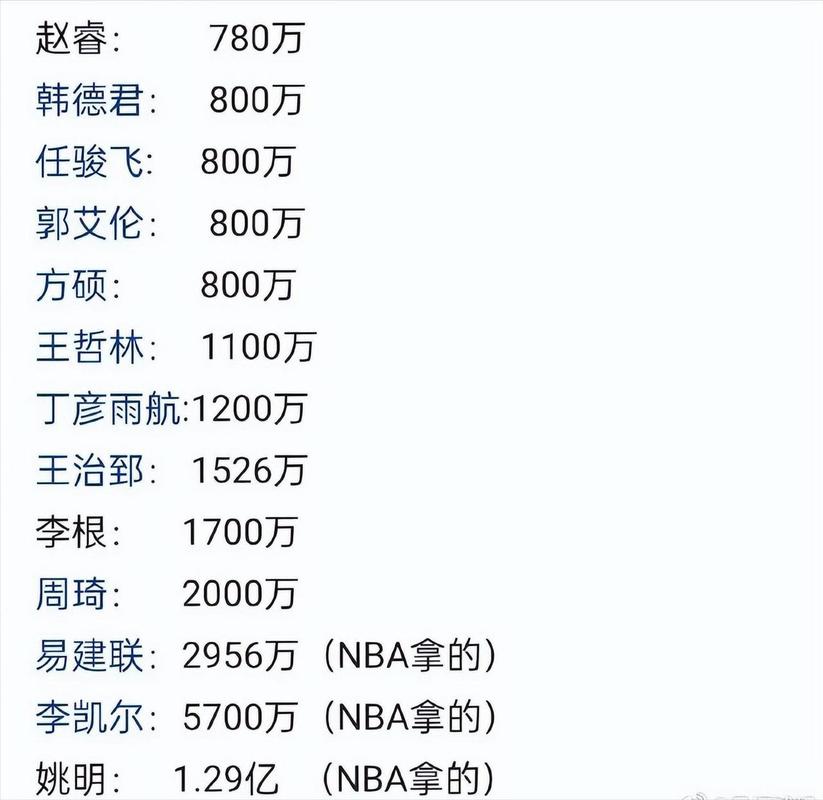 cba现役球员年薪排名