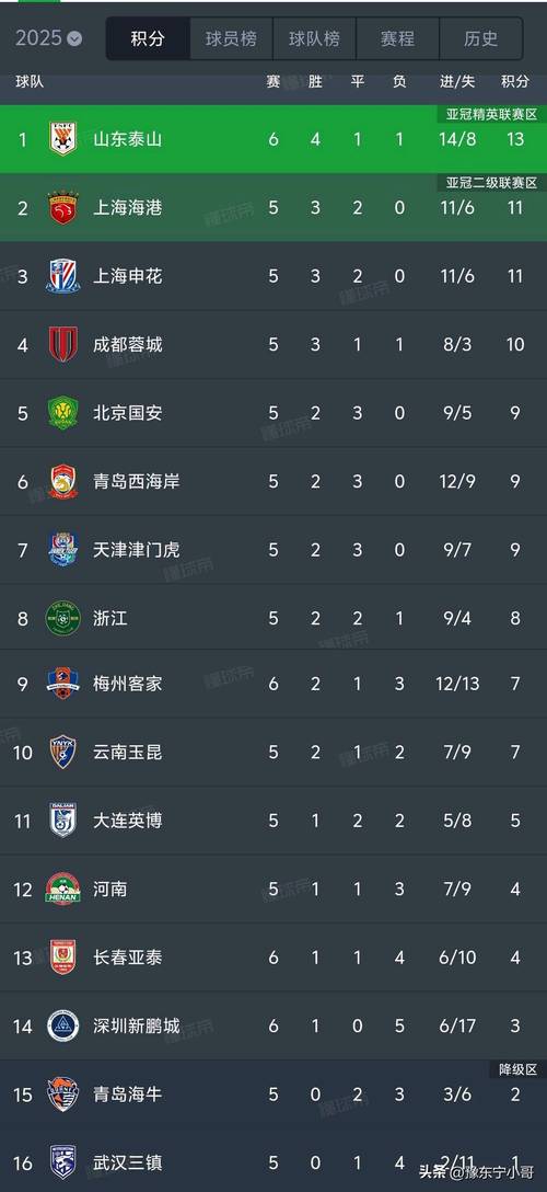 中超积分榜2020最新