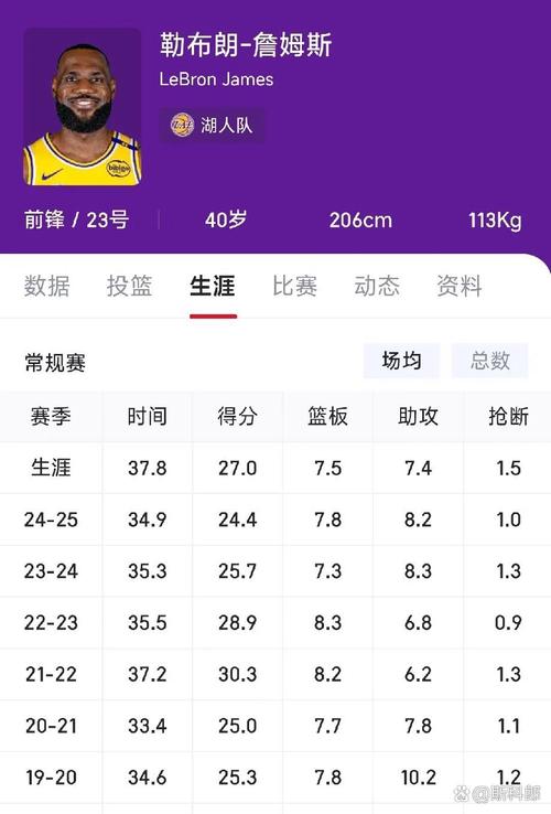 詹姆斯生涯最新数据